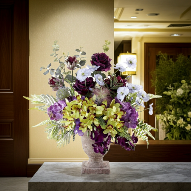 【アーティフィシャルフラワー・アートフラワー・造花アレンジメント】オリエンタルオーキッド・オリキス