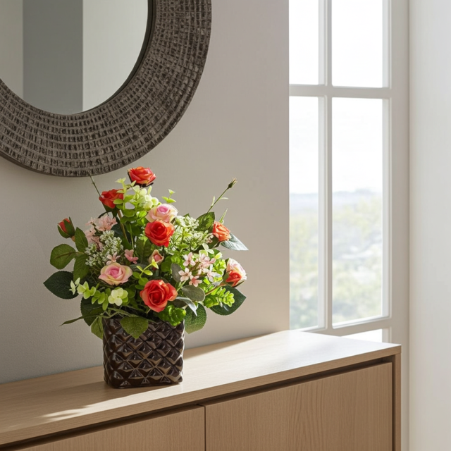 【アーティフィシャルフラワー・造花アレンジメント】ローズデリシャス