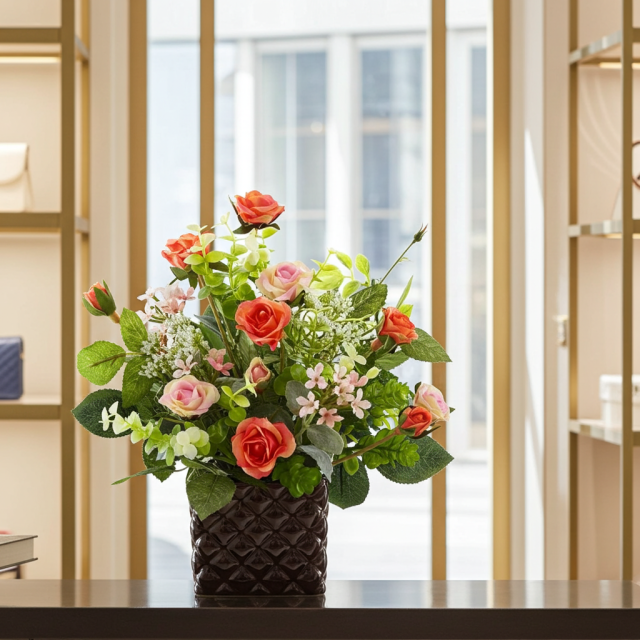 【アーティフィシャルフラワー・造花アレンジメント】ローズデリシャス