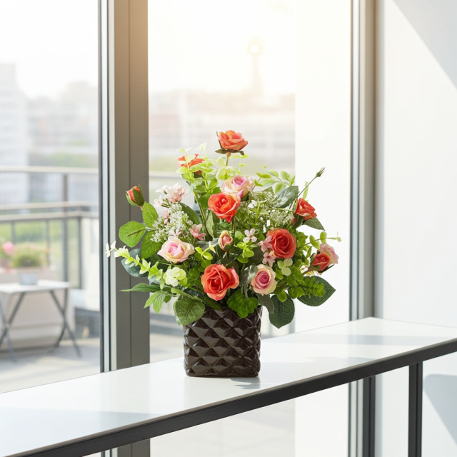 【アーティフィシャルフラワー・造花アレンジメント】ローズデリシャス