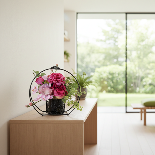 【アーティフィシャルフラワー・造花 和モダン・和風アレンジメント】ローズガーデンシリーズ|Japanese style rose/薔薇