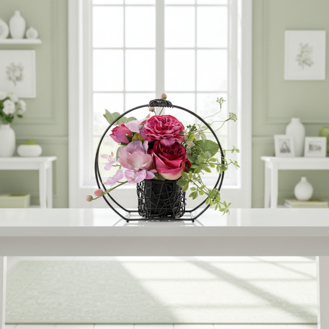 【アーティフィシャルフラワー・造花 和モダン・和風アレンジメント】ローズガーデンシリーズ|Japanese style rose/薔薇