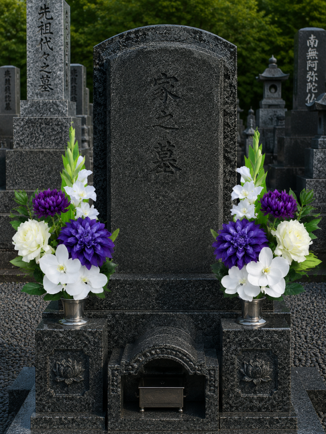 【アーティフィシャルフラワー・造花 お墓・お仏壇向け仏花・供花1対-左右2束セット】薔薇と蘭とダリアの洋風供花(左右1対セット)