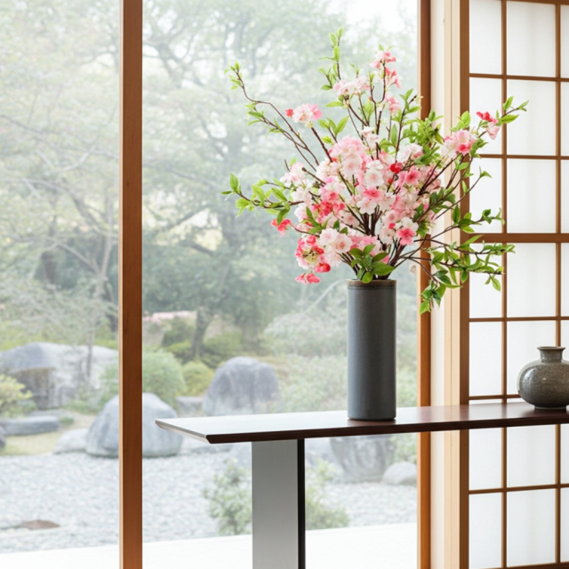 【造花・アーティフィシャルフラワー・和モダン・和風アレンジメント】舞桜－mao