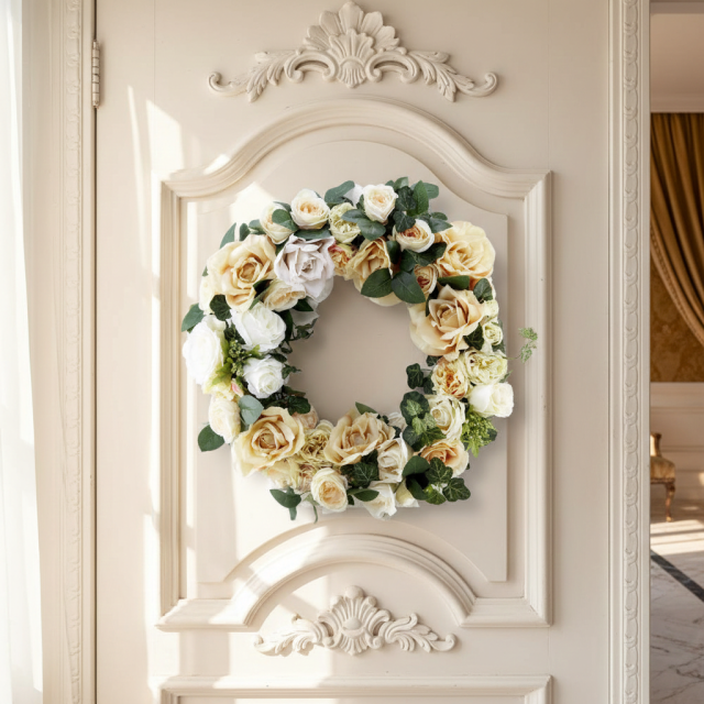 【造花 アーティフィシャルフラワー・アートフラワーのオリジナルリース】ローズガーデンシリーズ｜Rose wreath―E