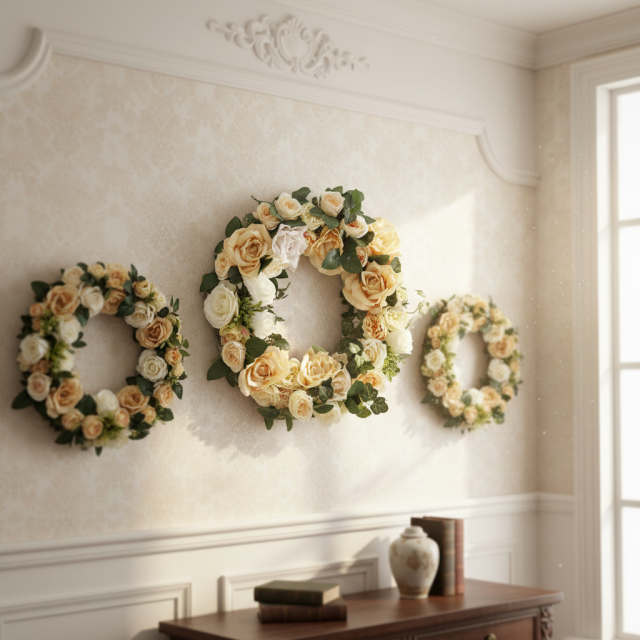 【造花 アーティフィシャルフラワー・アートフラワーのオリジナルリース】ローズガーデンシリーズ｜Rose wreath―E