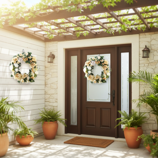 【造花 アーティフィシャルフラワー・アートフラワーのオリジナルリース】ローズガーデンシリーズ｜Rose wreath―E