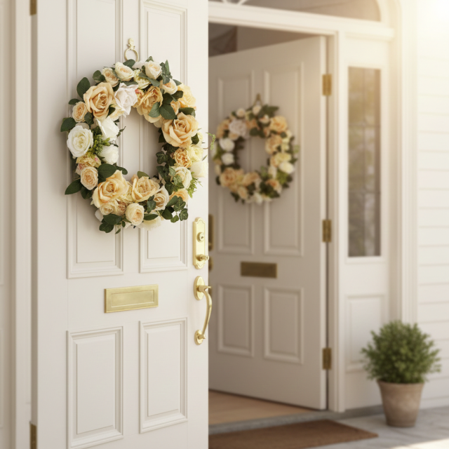 【造花 アーティフィシャルフラワー・アートフラワーのオリジナルリース】ローズガーデンシリーズ｜Rose wreath―E