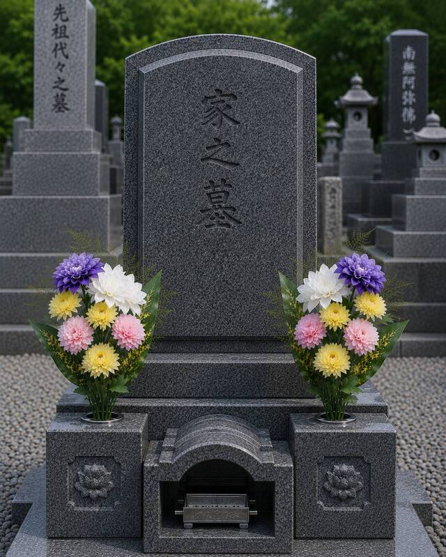 【造花・アーティフィシャルフラワー 仏花・供花】ダリア・マム・カーネーションのスタンダード墓花(左右1対セット)