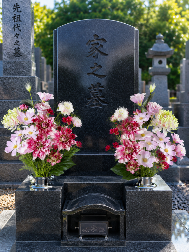 【造花・アーティフィシャルフラワー 仏花・供花】ダリアとマムの洋花モダン墓花（左右１対セット）
