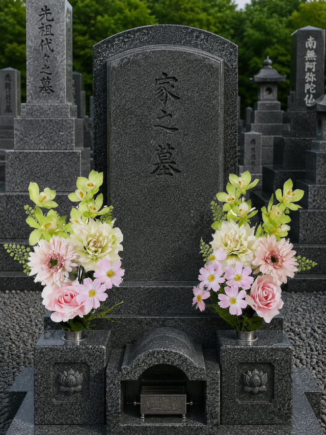 【造花・アーティフィシャルフラワー 仏花・供花】ガーベラとバラの洋花モダン墓花(左右1対セット)