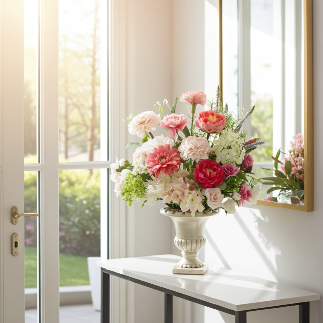 【造花・アーティフィシャルフラワー・インテリアアレンジメント】ピンク・ヴィーナス