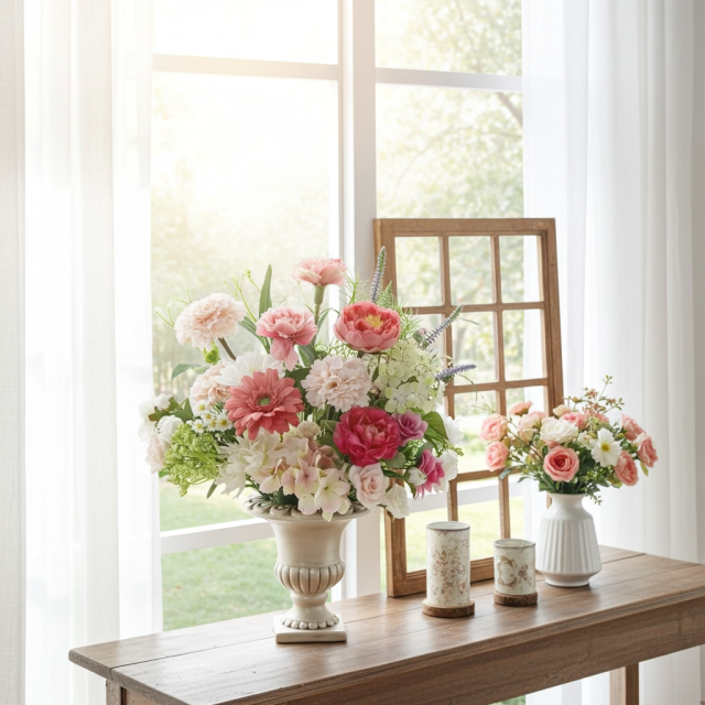 【造花・アーティフィシャルフラワー・インテリアアレンジメント】ピンク・ヴィーナス