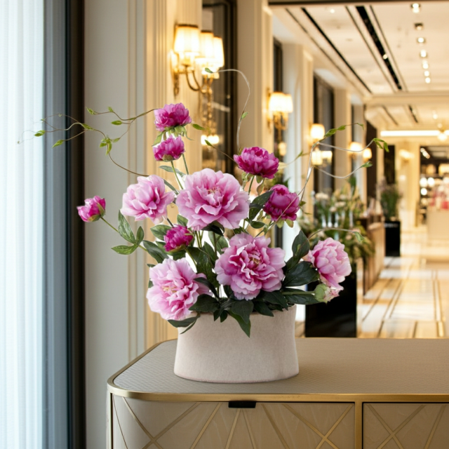 【造花・アーティフィシャルフラワー・和風・和モダン・ジャパニーズモダンアレンジメント】富貴花－hwoukika