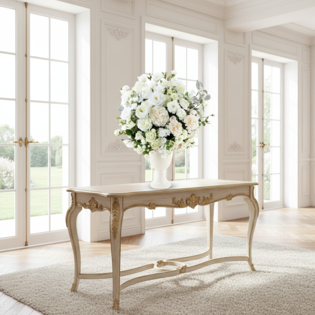 【プレミアムコレクション 造花・アーティフィシャルフラワーアレンジメント】ローズガーデンシリーズ｜ホワイトムスク