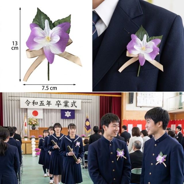 【卒業式・入学式・パーティー・イベント・式典用のコサージュ】デンファレのアートフラワーコサージュ