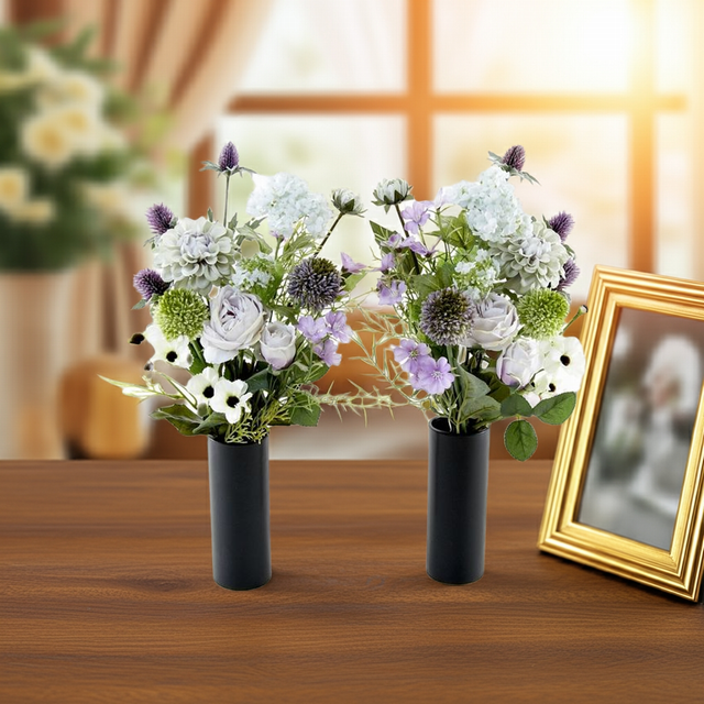 【アーティフィシャルフラワー・造花 お墓・お仏壇向け仏花・供花1対-左右2束セット】ローズガーデンシリーズ|funeral rose-A