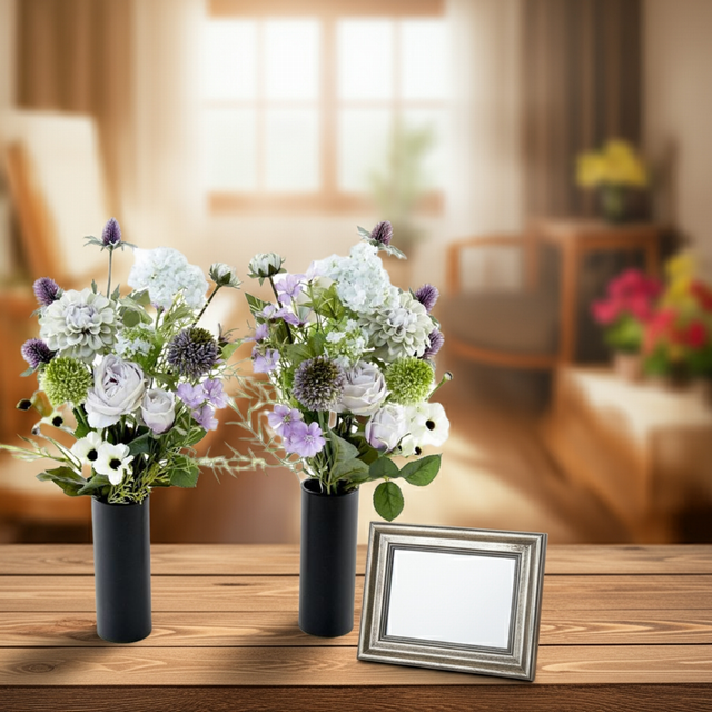 【アーティフィシャルフラワー・造花 お墓・お仏壇向け仏花・供花1対-左右2束セット】ローズガーデンシリーズ|funeral rose-A