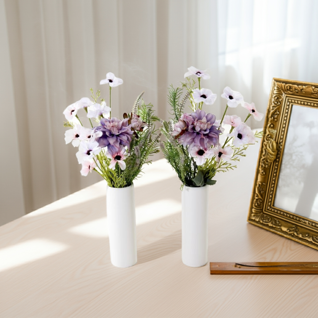 【お墓・仏壇用の造花・アーティフィシャルフラワー 供花 仏花】デージー&ダリアのミニ仏花セット(左右1対)